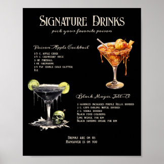 Gothic Hochzeit Whimsigoth Signature-Drinks Schild