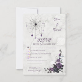 Gothic Hochzeits-Antwortkarte Florale dunkle Roman RSVP Karte