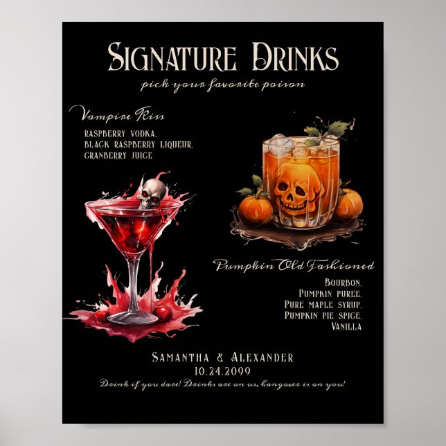 Gothic Hochzeits Whimsigoth 2 Signature-Drinks Sch Poster (Vorne)