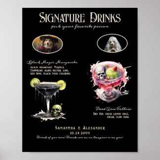 Gothic Hochzeits-Whimsigoth-Hunde-Signatur-Getränk Poster