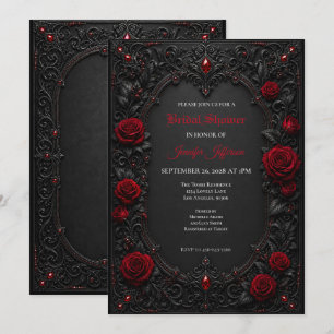 Gothic Hochzeitsdusche Einladung mit roten Rosen