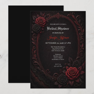 Gothic Hochzeitsduscheinladung mit roten Rosen Einladung