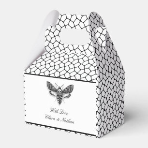 Gothic Hochzeitsgunst-Box – Motte & Spitze Schwarz Geschenkschachtel