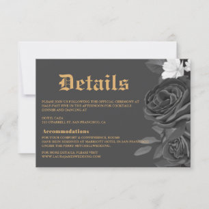 Gothic-Hochzeitskarte Schwarze Rose Tarot-Einschlu RSVP Karte