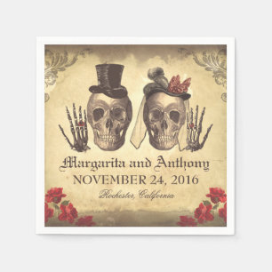 Gothic Hochzeitspapier Servietten mit Totenkopfpär