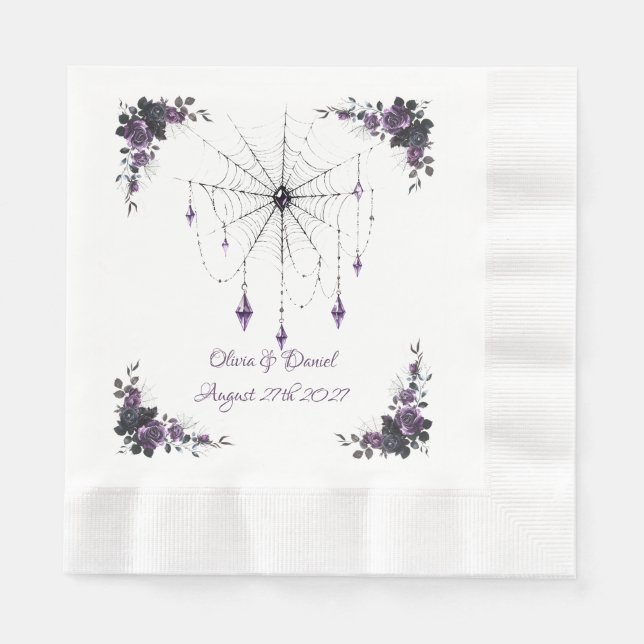 Gothic Hochzeitsservietten Florale dunkle Romantik Serviette (Vorderseite)