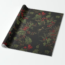Gothic Holly-Wrapapier | Dunkle Weihnachtsflora