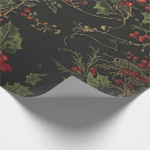 Gothic Holly-Wrapapier | Dunkle Weihnachtsflora