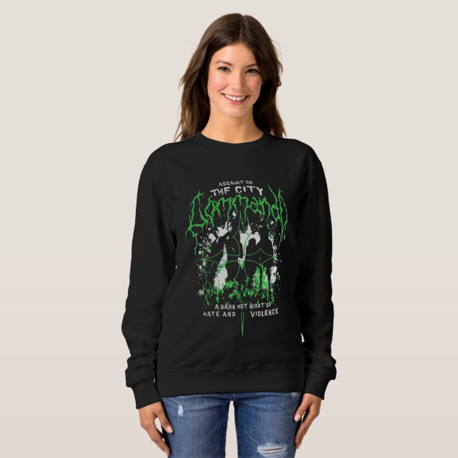 Gothic Horror Metal Logo Neon Grün Sweatshirt (Vorne ganz)
