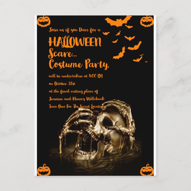 Gothic Horror Skull Halloween Einladung Postkarten (Vorderseite)