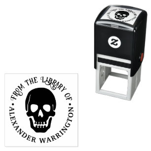 Gothic Human Skull "aus der Bibliothek" Buchname Permastempel