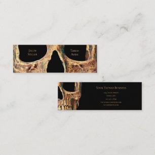 Gothic Human Skull Face Brown Green Tattoo Shop Mini Visitenkarte