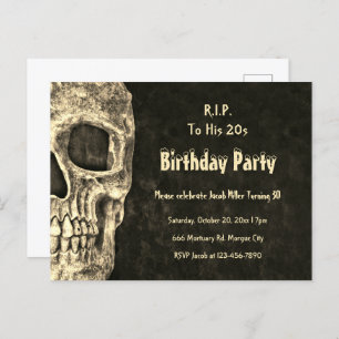 Gothic Human Skull Geburtstagsparty RIP zu seinen Einladungspostkarte