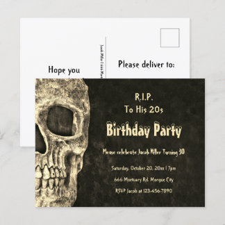 Gothic Human Skull Geburtstagsparty RIP zu seinen  Einladungspostkarte