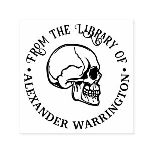 Gothic Human Skull Side View Rnd Library Book Name Permastempel