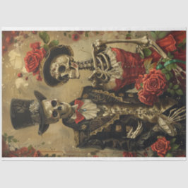 Gothic Husband Ehefrau Skeleton Decoupage Seidenpapier
