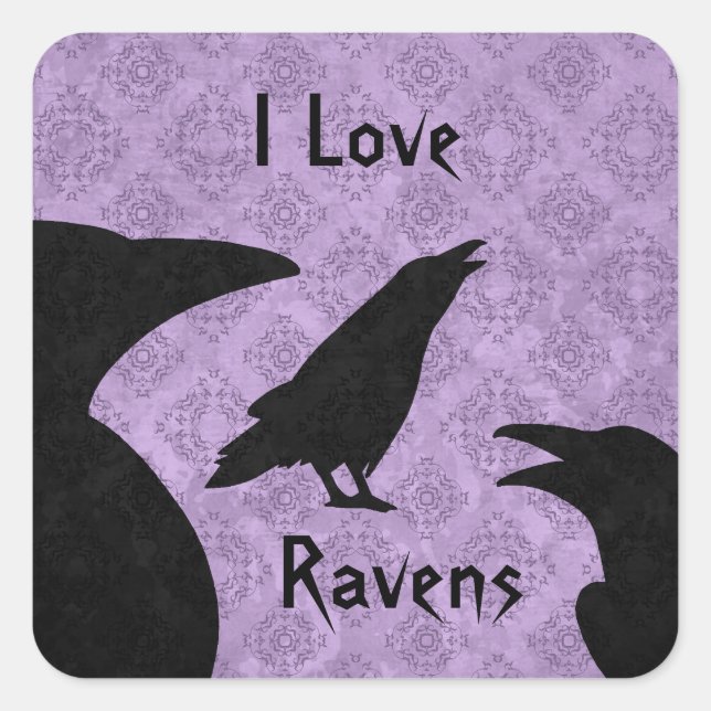 Gothic I Liebe ravens Quadratischer Aufkleber (Vorderseite)