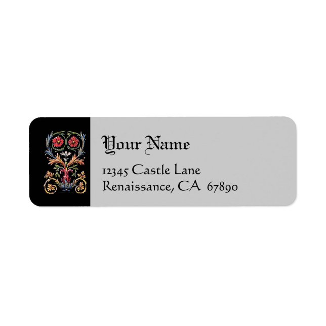 Gothic Illuminated Floral Art Return Address Label (Vorne)