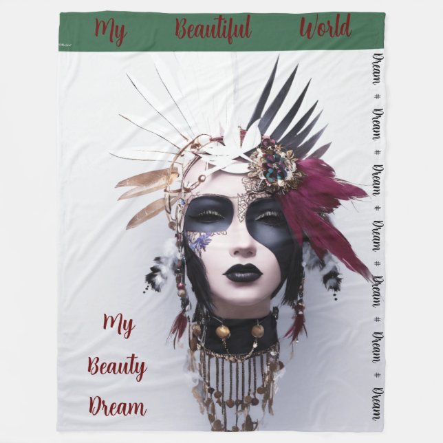 Gothic Indian Headdress Art: Strength Power - Fleecedecke (Vorderseite)
