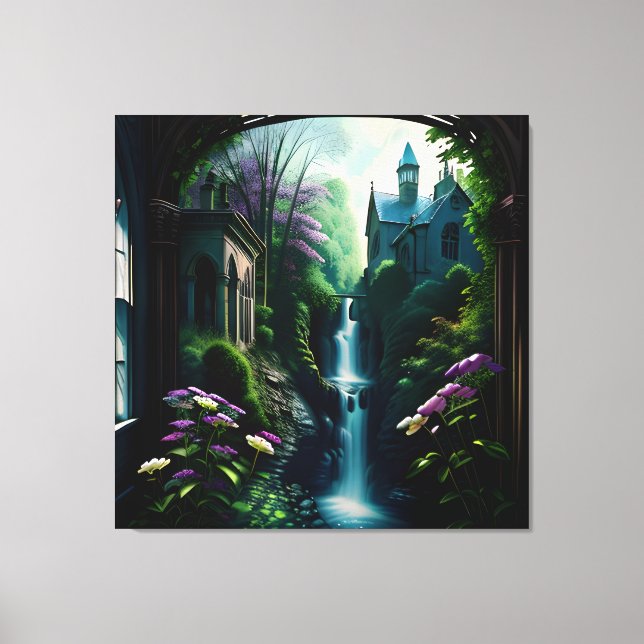 Gothic Inside Mansion Surreal Wasserfall 7 Leinwanddruck (Vorderseite)