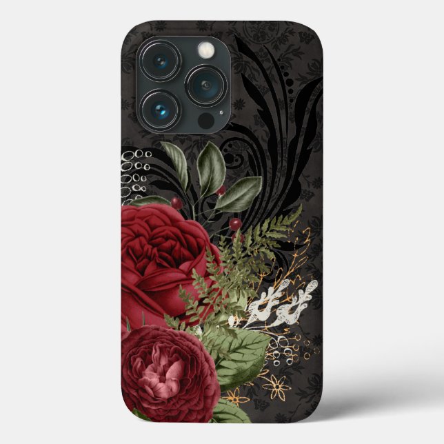 Gothic Inspiriert Rot-Schwarz-Rose Case-Mate iPhone Hülle (Rückseite)
