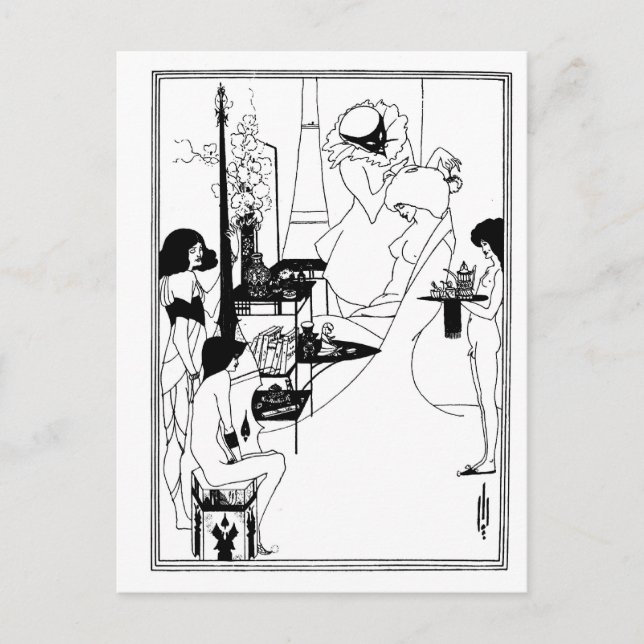 Gothic-Jugendstil-Salom in Schwarz/Weiß Postkarte (Vorderseite)