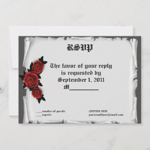 Gothic Juwelen-Rosen-Spitzen-Cameo-RSVP Einladung