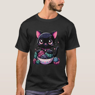 Gothic Katze isst Ramen-Nudel japanisches Essen Ka T-Shirt