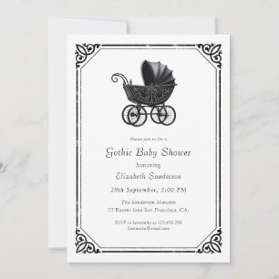 Gothic Kinderwagen Baby Shower Einladung