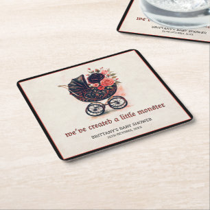 Gothic Kinderwagen Halloween Baby Shower Rechteckiger Pappuntersetzer