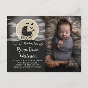 Gothic Kinderwagen Halloween Geburtsankündigung Postkarte