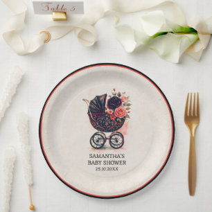 Gothic Kinderwagen Vintage Halloween Baby Shower  Pappteller