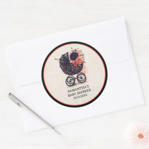 Gothic Kinderwagen Vintage Halloween Baby Shower Runder Aufkleber