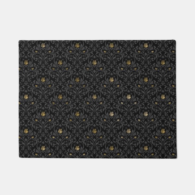 Gothic Kinderzimmer Black Rose Damask Rug Mat Fußmatte (Vorderseite)