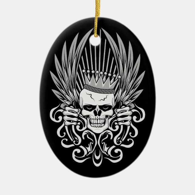 Gothic King Skull Keramik Ornament (Vorne)