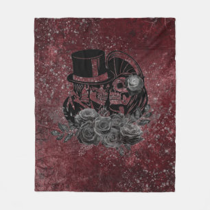 Gothic Kissing Skulls Couple und Blut rot ewigen Fleecedecke