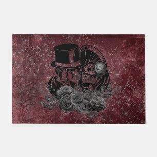 Gothic Kissing Skulls Couple und Blut rot ewigen Fußmatte