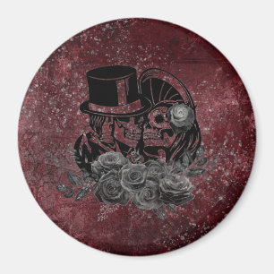 Gothic Kissing Skulls Couple und Blut rot ewigen Magnet