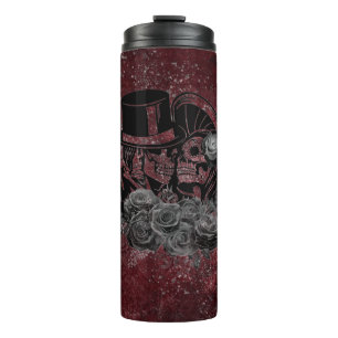 Gothic Kissing Skulls Couple und Blut rot ewigen Thermosbecher