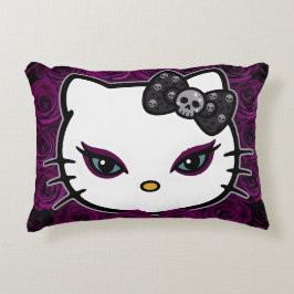 Gothic Kitty Skull Bow Dekokissen
