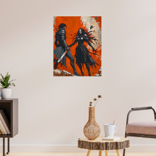 Gothic Knight Duell Poster – Dark Fantasy Kunst