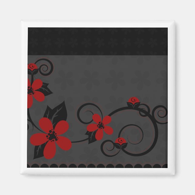 Gothic Kokeshi Kimono Design Magnet (Vorne)