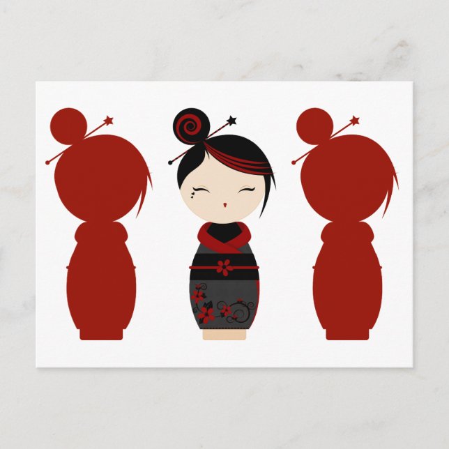 Gothic Kokeshi x4 Postkarte (Vorderseite)