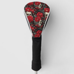 Gothic Krähe und Totenkopf Blumen Nahtloses Muster Golf Headcover