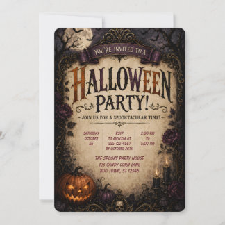 🎃 Gothic Kürbis Halloween-Party-Einladung 🦇 Einladung