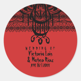 Gothic Lace Chandelier Red Black Runder Aufkleber