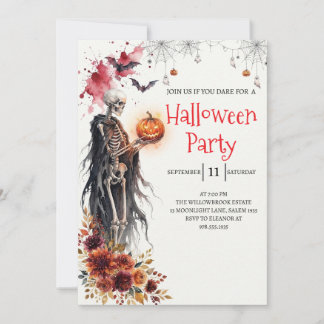 Gothic-Lady-Skeleton-Halloween-Party-Einladung Einladung