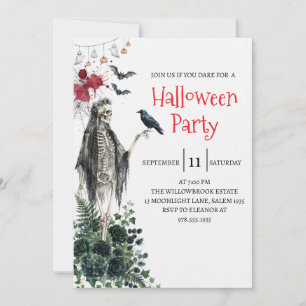 Gothic-Lady-Skeleton-Halloween-Party-Einladung Einladung