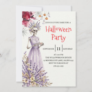 Gothic-Lady-Skeleton-Halloween-Party-Einladung Einladung