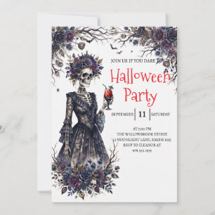 Gothic-Lady-Skeleton-Halloween-Party-Einladung Einladung